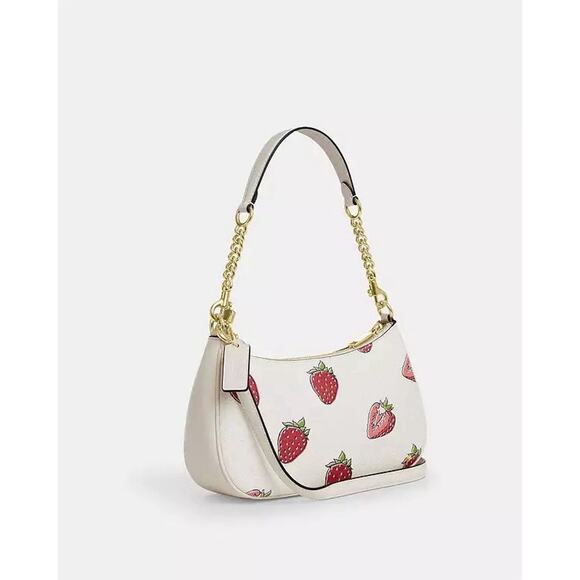 NWT Coach Teri Shoulder Bag Strawberry Print Red Pink White Handbag CAL62 - Picture 8 of 12